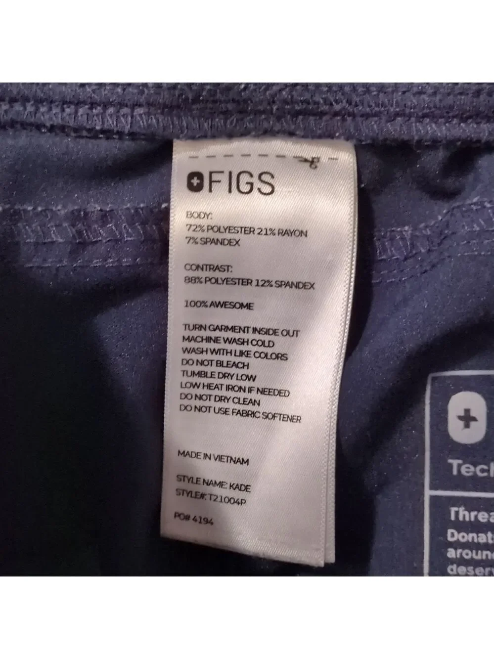 Figs Navy Scrub Pants Size XXSP - Picture 5 of 7